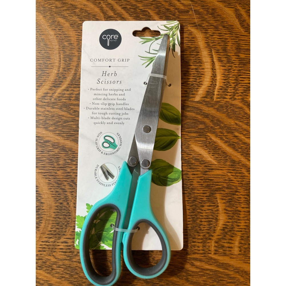 Core Kitchen Comfort Grip Herb Scissors Sea Mist Teal 5-Blade Stainless Steel
